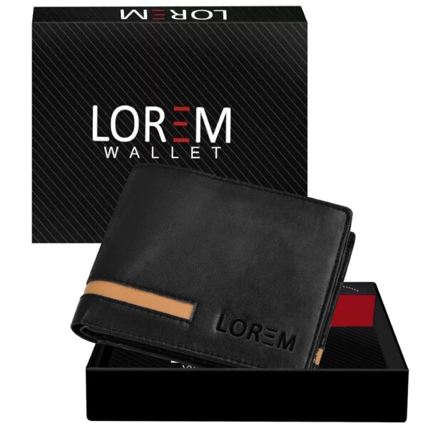LOREM Edition Bi-Fold Premium Faux Leather  3 ATM Card Slots Wallet For Men-B