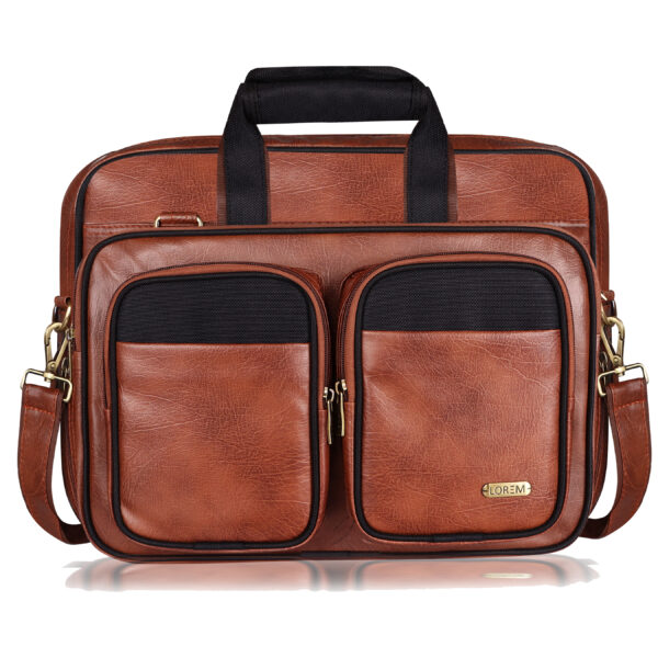 LOREM Color Faux Leather 28L Messenger Bag For Men