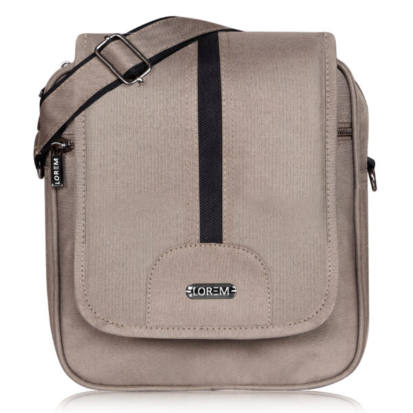 LOREM Mink Grey Casual PVC Coated Matty Fabric Cross Body Sling Bag For Men SL10