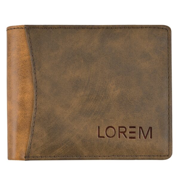 LOREM Brown-Tan Double Color Bi-Fold Premium Faux Leather  7 ATM Card Slots Wallet For Men WL26-B