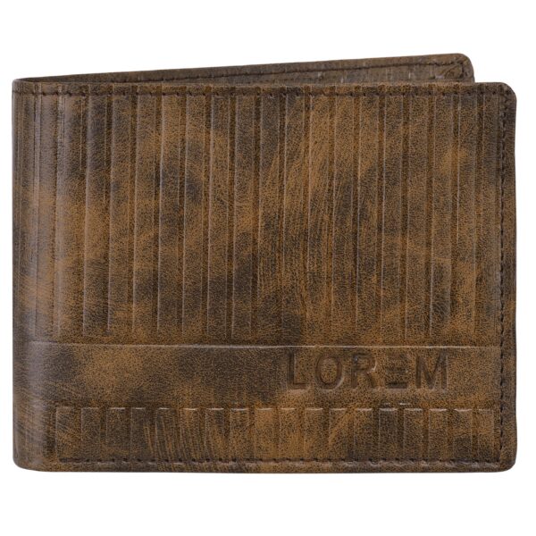 LOREM 3D Emboss Line Bi-Fold Premium Faux Leather  3 ATM Card Slots Wallet For Men-B