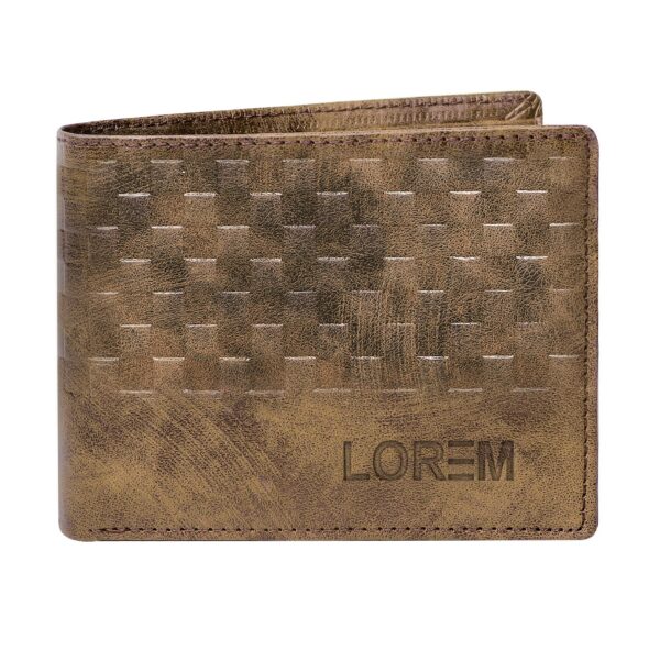 LOREM 3D Emboss Square Bi-Fold Premium Faux Leather  3 ATM Card Slots Wallet For Men-B