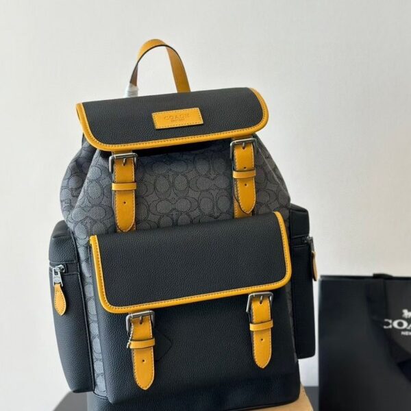 Coac h Black Yellow Monogram Luxury Unisex Classic Bagpack