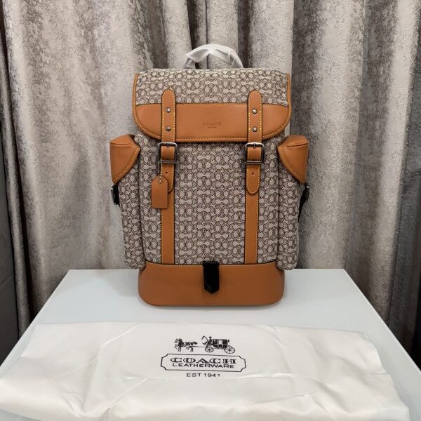 Coac h Brown Monogram Luxury Bagpack With Dust Bag