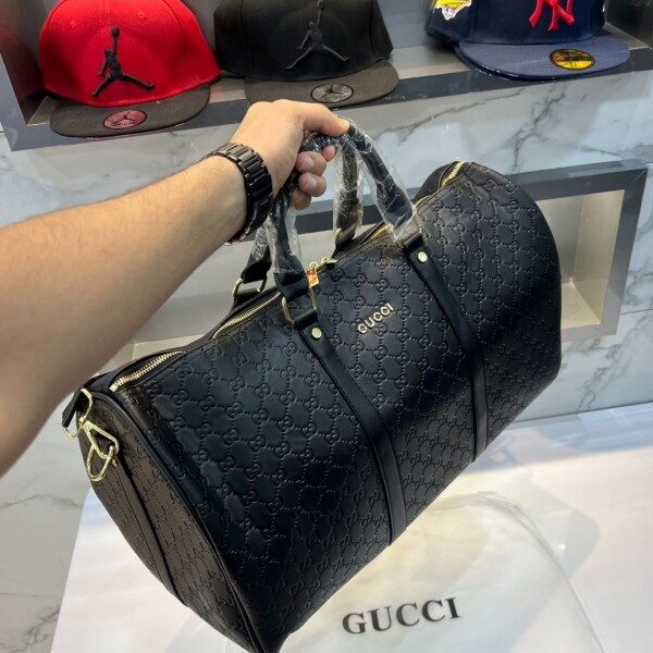 Gucc i Black Monogram Premium Travel Duffel Bag