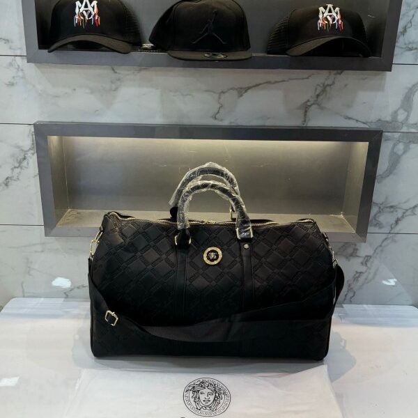 Versace Couture Black Monogram Premium Travel Duffel Bag