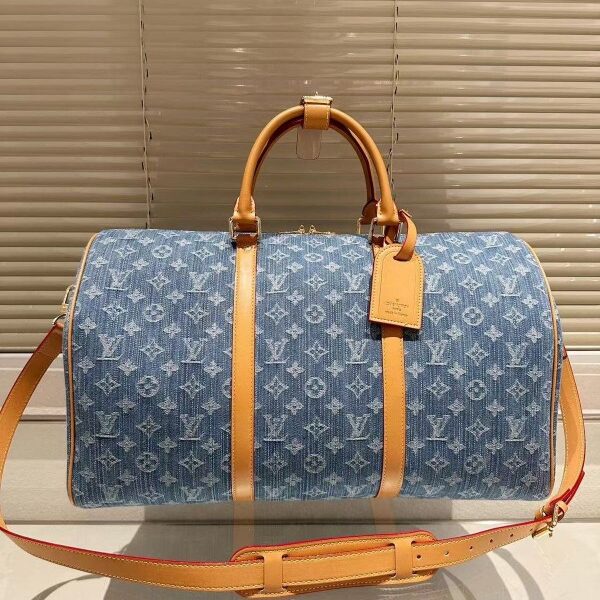 Louis Vuitton Blue Limited Edition Monogram Luxury Travel Duffel Bag